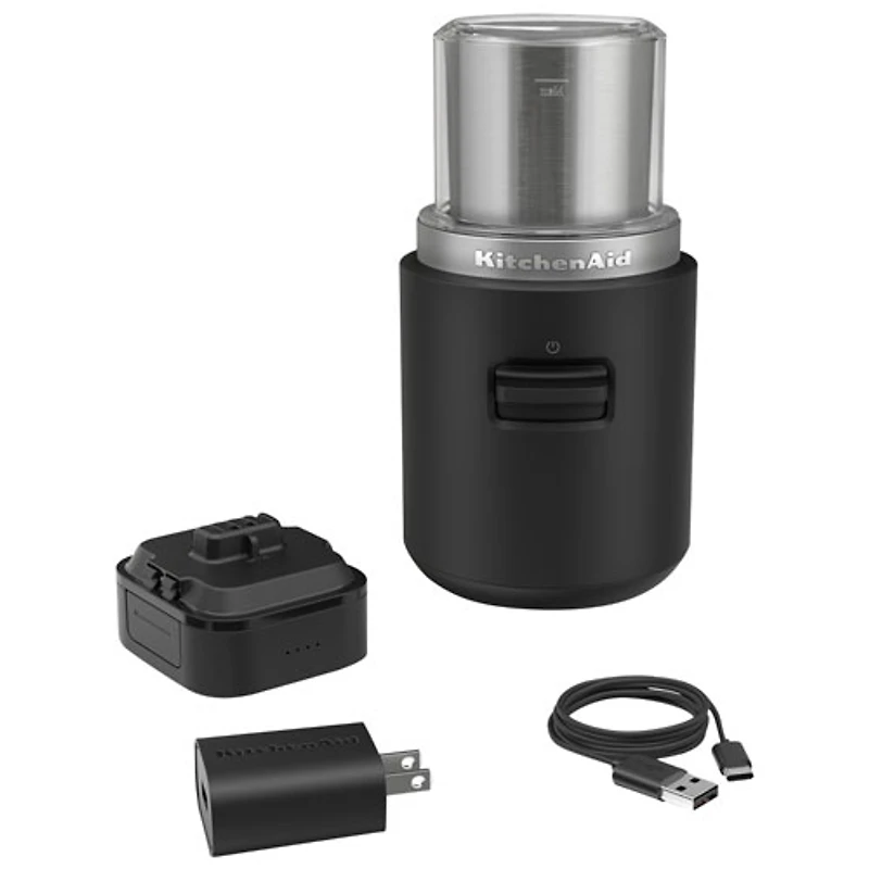 Moulin à café à lame sans fil avec batterie Go de KitchenAid - Noir mat