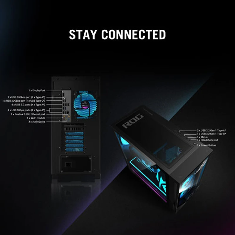 Ordinateur de jeu ROG G700 d'ASUS (Core Ultra 7 265F d'Intel/RAM Go/SSD 2 To/RTX