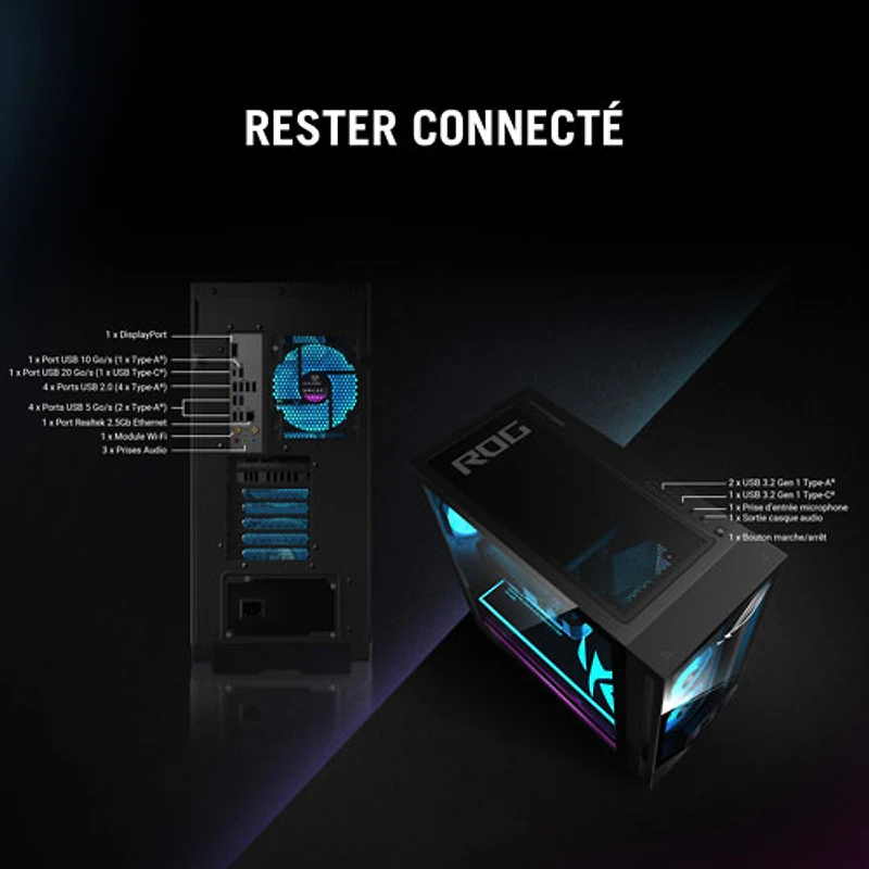 Ordinateur de jeu ROG G700 d'ASUS (Core Ultra 7 265F d'Intel/RAM Go/SSD 2 To/RTX