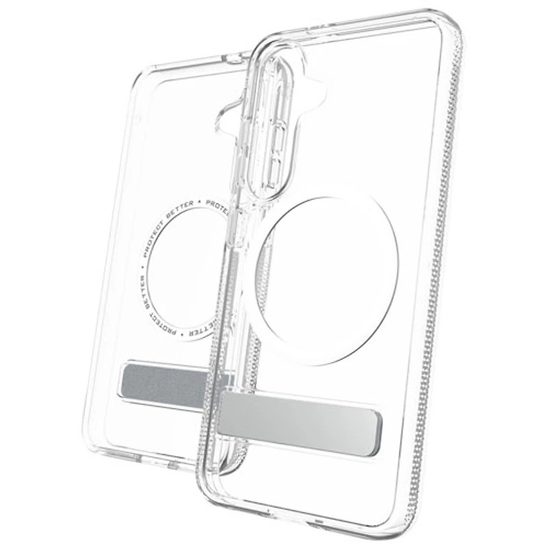 ZAGG Crystal Palace Snap Fitted Hard Shell Case with MagSafe & Kickstand for Galaxy S25 - Clear