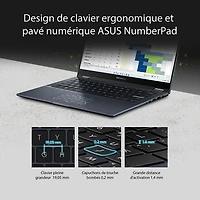 Portable professionnel à écran tactile 14 po Vivobook S 14 Flip d'ASUS - Bleu calme (Ci7-13620H d'Intel/RAM 16 Go/SSD 1 To)