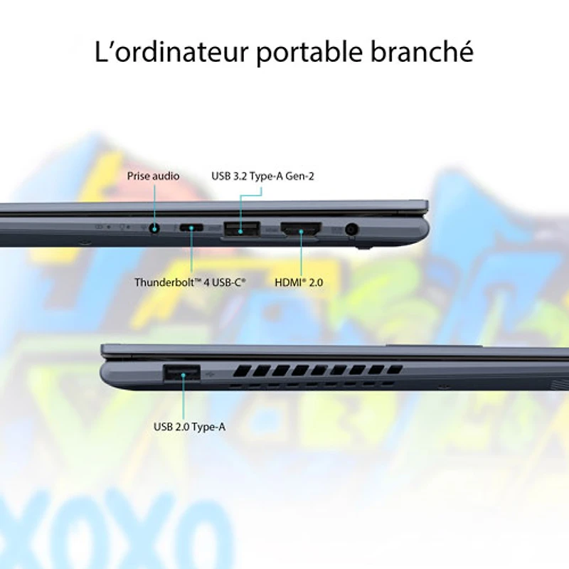 Portable professionnel à écran tactile 14 po Vivobook S 14 Flip d'ASUS - Bleu calme (Ci7-13620H d'Intel/RAM 16 Go/SSD 1 To)