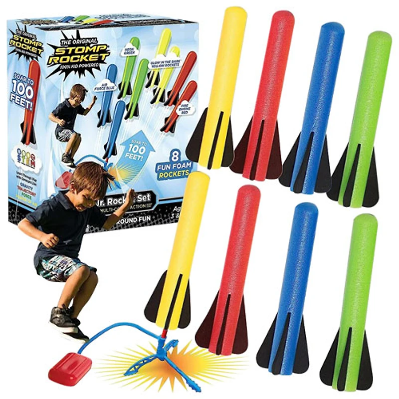Stomp Rocket Jr. Multi Color Rocket Launcher - 8 Rockets