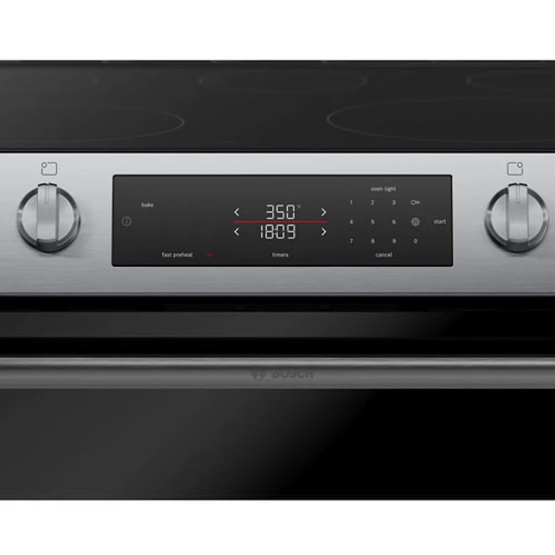 Bosch 100 Series 30" 5.8 Cu. Ft. True Convection Slide-In Electric Air Fry Range (HEF1050MC) - Stainless