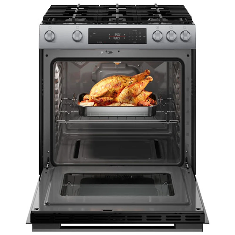 Cuisinière à gaz autonome convection véritable friture air chaud 5,8 pi³ 30 po série 100 de Bosch (HGF1050MUC) - Acier inoxydable