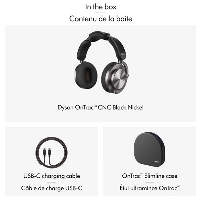 Casque d'écoute Bluetooth à suppression du bruit OnTrac de Dyson - Noir nickel