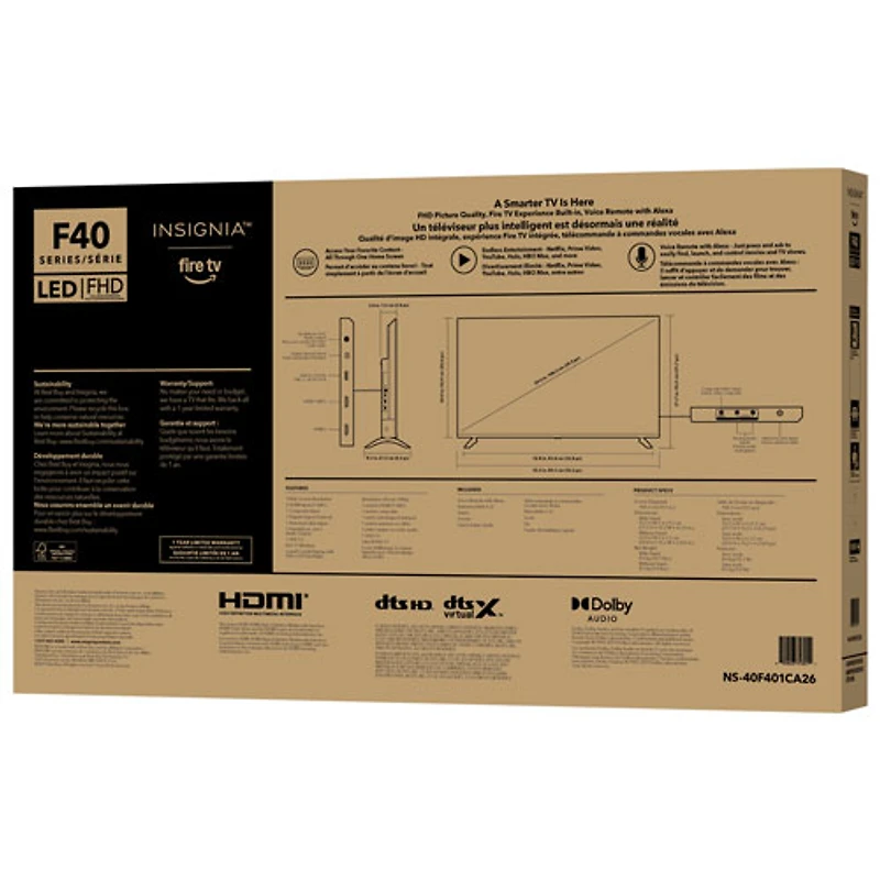 Insignia 40" 1080p HD LCD Fire TV Smart TV (NS-40F401CA26) - 2025