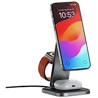 Satechi 3-in-1 Foldable 15W Qi2 Wireless Charging Stand - Space Grey