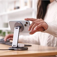 Satechi 2-in-1 Foldable 15W Qi2 Wireless Charging Stand - Space Grey