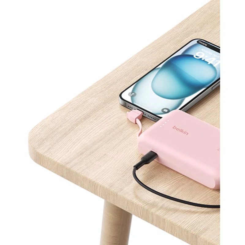 Chargeur portable USB-C de 10 000 mAh BoostCharge de Belkin - Rose