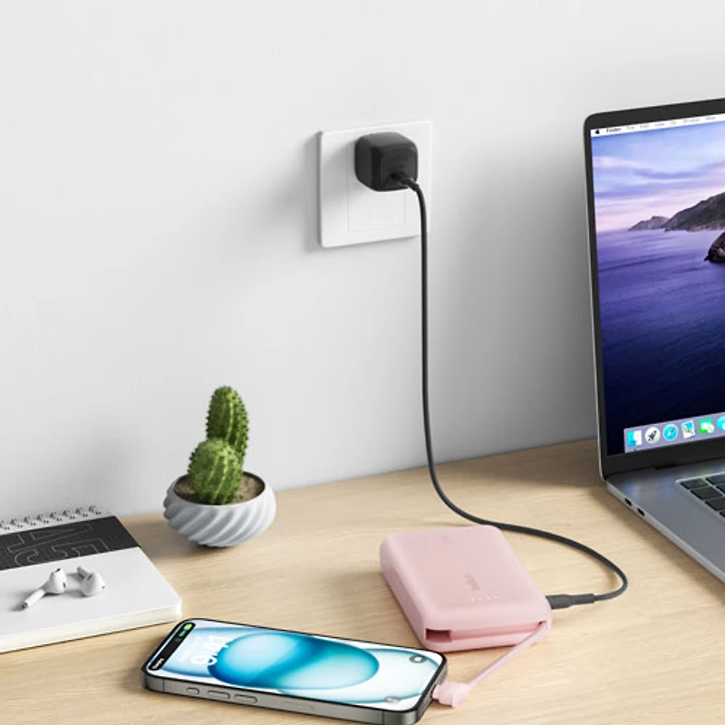 Chargeur portable USB-C de 10 000 mAh BoostCharge de Belkin - Rose