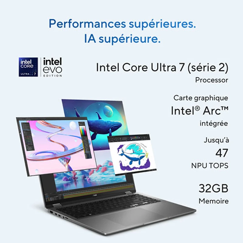 ASUS Vivobook 16 Flip 16" Touchscreen 2-in-1 Copilot+ PC - Matte Grey (Intel Core Ultra 7 258V/32GB RAM/1TB SSD)