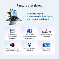ASUS Vivobook 16 Flip 16" Touchscreen 2-in-1 Copilot+ PC - Matte Grey (Intel Core Ultra 7 258V/32GB RAM/1TB SSD)
