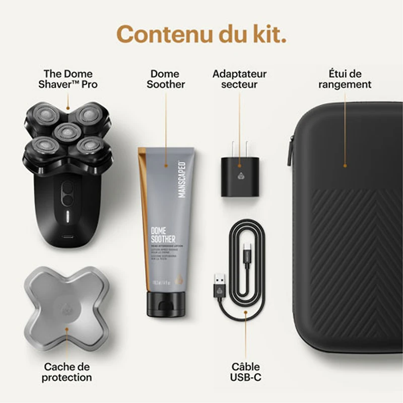 Trousse d'accessoires essentiels avec rasoir sans fil pour la tête Dome Shaver Pro de Manscaped
