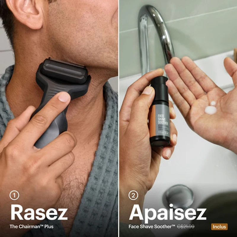 Trousse d'accessoires essentiels avec rasoir sans fil pour le visage Chairman Plus de Manscaped