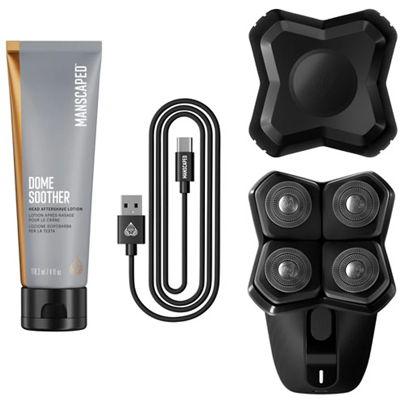 Trousse d'accessoires essentiels avec rasoir sans fil pour la tête et le cuir chevelu Dome Shaver Plus de Manscaped