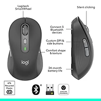 Souris optique Bluetooth Signature Plus M750 de Logitech - Graphite