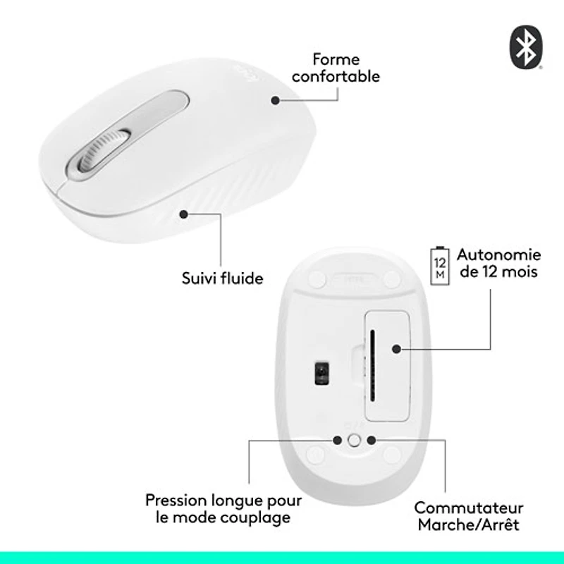 Logitech M196 1000 DPI Bluetooth Optical Mouse - Off-White