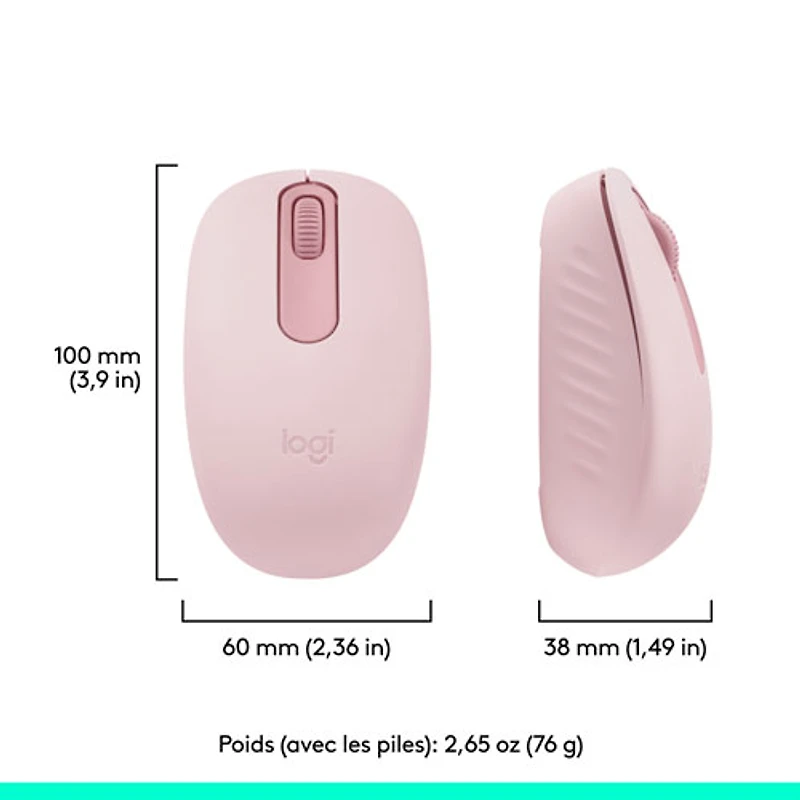 Souris optique Bluetooth de 1000 ppp M196 de Logitech - Rose