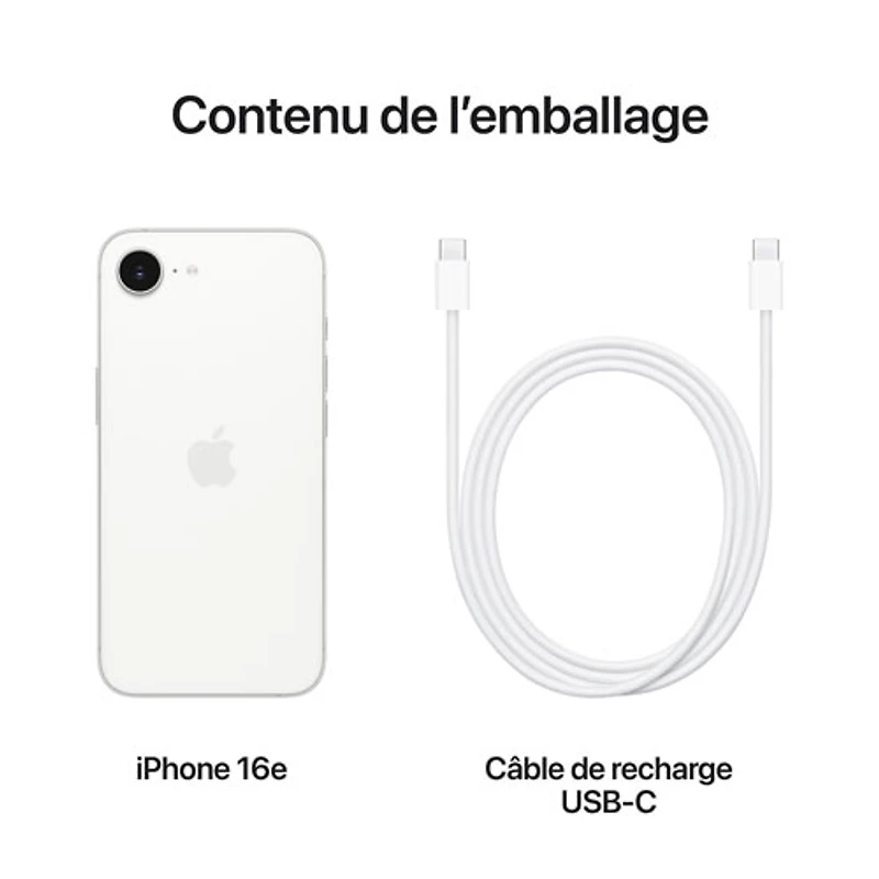 iPhone 16e de 256 Go d'Apple - Blanc - Déverrouillé