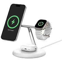 Belkin BoostCharge Pro 3-in-1 15W Qi2 Wireless Magnetic Charging Stand - White