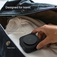 Tapis de chargement de voyage sans fil 3-en-1 Qi2 de 15 W de Belkin avec sac de transport - Noir
