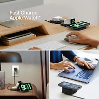 Tapis de chargement de voyage sans fil 3-en-1 Qi2 de 15 W de Belkin avec sac de transport - Noir