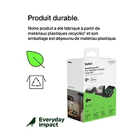 Tapis de chargement de voyage sans fil 3-en-1 Qi2 de 15 W de Belkin avec sac de transport - Noir