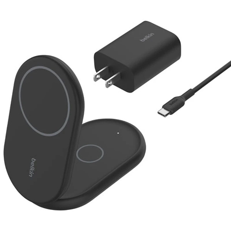 Belkin 2-in-1 15W Qi2 Wireless Foldable Charging Stand - Black