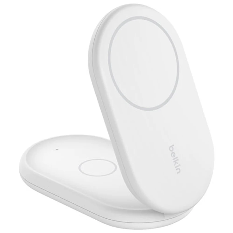 Support de chargement sans fil repliable 2-en-1 Qi2 de 15 W de Belkin - Blanc