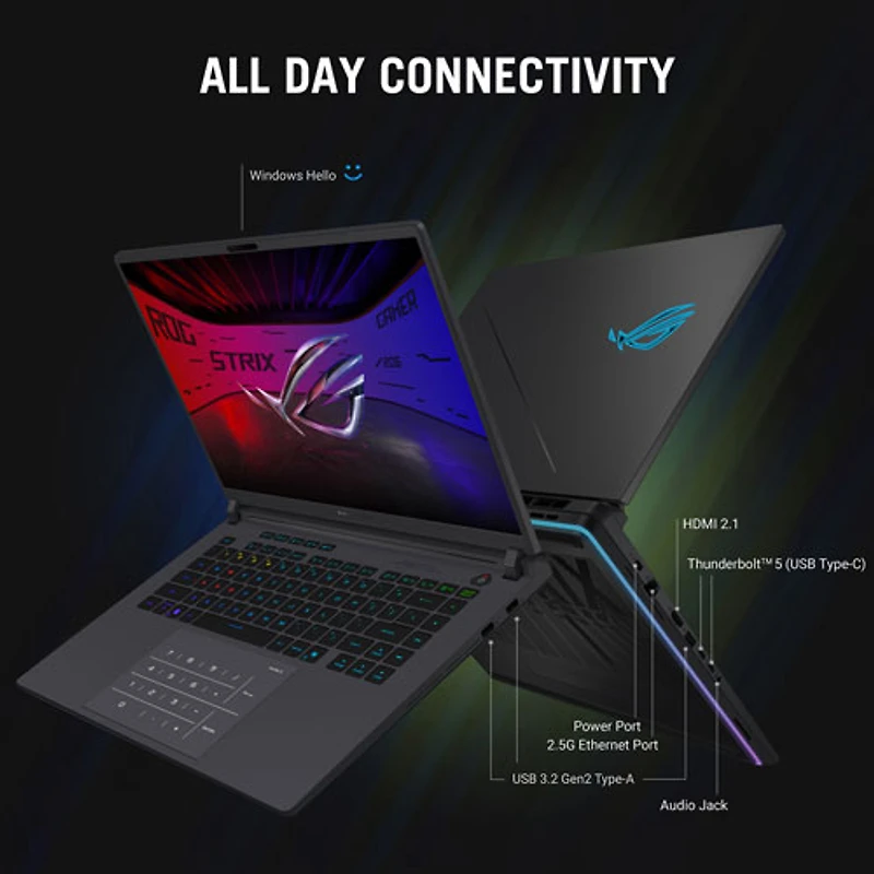 Portable jeu 16 po ROG Strix G16 16 po d'ASUS - Gris éclipse (Core Ultra 9-275HX d'Intel/RAM 32 Go/SSD 1 To/RTX 5080)
