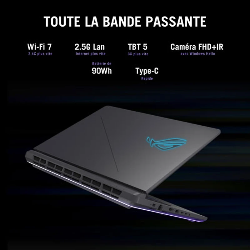 Portable jeu 16 po ROG Strix G16 16 po d'ASUS - Gris éclipse (Core Ultra 9-275HX d'Intel/RAM 32 Go/SSD 1 To/RTX 5080)