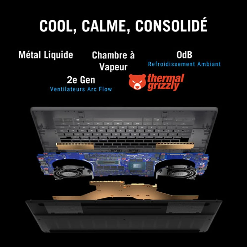 Portable de jeu 16 po ROG Zephyrus G16 d'ASUS - Blanc platine (Core Ultra 9-285H d'Intel/RAM 64 Go/SSD 2 To/RTX 5080)