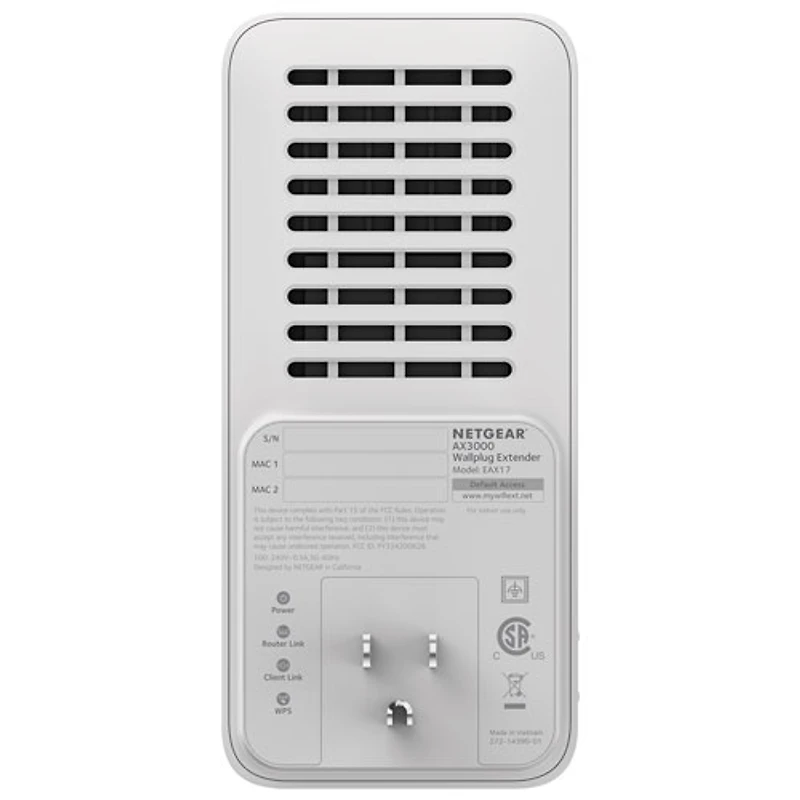 Prolongateur de portée Wi-Fi 6 à 4 flux AX3000 de NETGEAR (EAX17-100CNS)