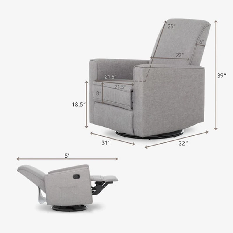 Fauteuil coulissant pivotant à 360 degrés Raleigh de Evolur - Gris pâle