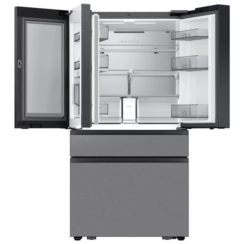 Réfrigérateur à deux portes 36 po 28,6 pi³ avec distributeur d'eau et écran à IA 9 po de Samsung (RF90F29BECRAA) - Acier inoxydable