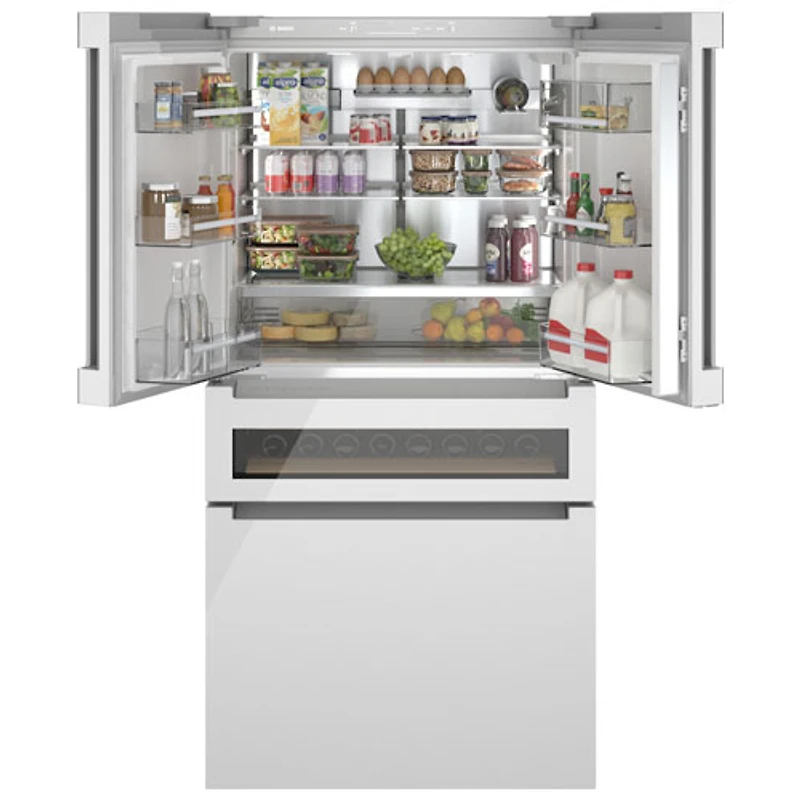Réfrigérateur à deux portes 14,5 pi³ 36 po à distributeur d'eau et de glaçons de Bosch (B36CL81ENW) - Blanc