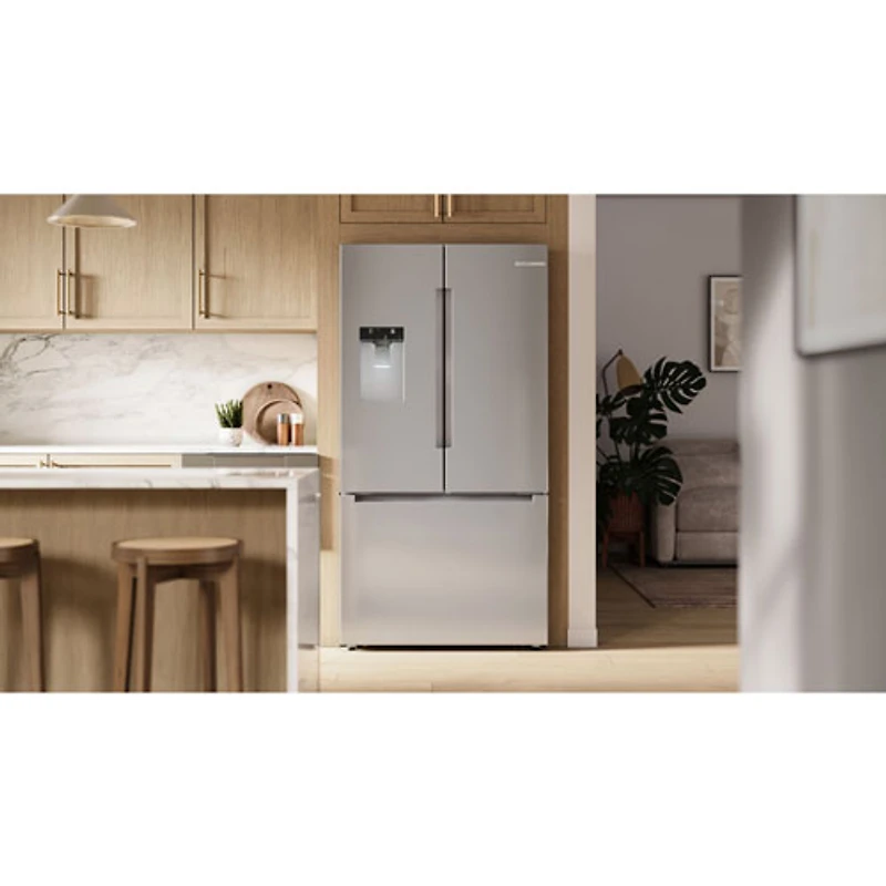 Bosch 100 Series 36" 21.6 Cu. Ft. French Door Refrigerator with Water & Ice Dispenser (B36CD10ENS) - Stainless
