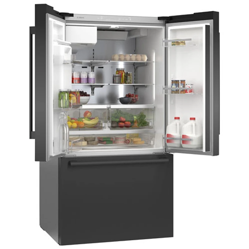 Réfrigérateur 2 portes 36 po 26 pi³ à distributeur eau et glaçons Bosch (B36FD52SNB) - Noir