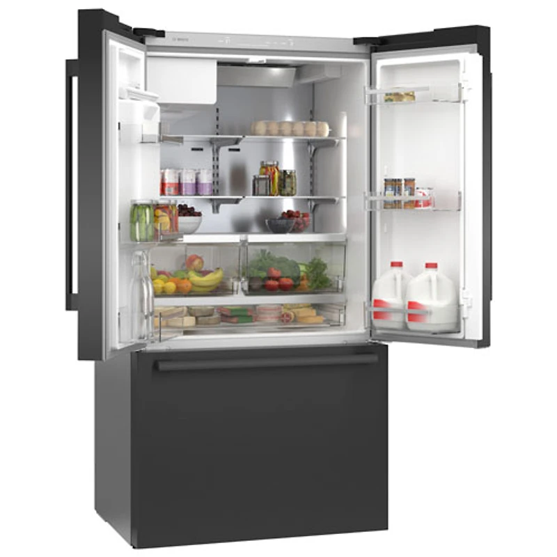 Réfrigérateur 2 portes 36 po 22 pi³ à distributeur eau et glaçons Bosch (B36CD52SNB) - Noir