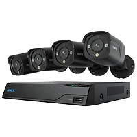 Reolink Wired 8-CH 2TB NVR Security System with 4 4K UHD Bullet Cameras - Black