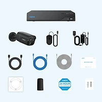 Reolink Wired 8-CH 2TB NVR Security System with 4 4K UHD Bullet Cameras - Black