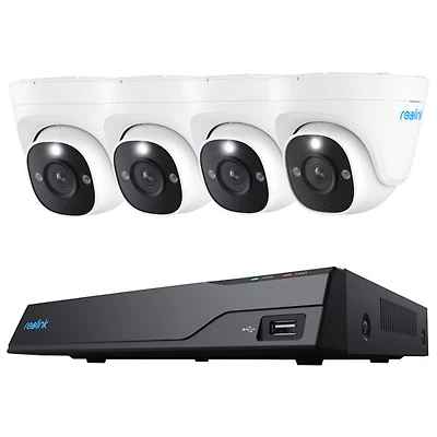 Reolink Wired 8-CH 2TB NVR Security System with 4 4K UHD Turret Cameras - White