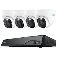 Reolink Wired 8-CH 2TB NVR Security System with 4 4K UHD Turret Cameras - White
