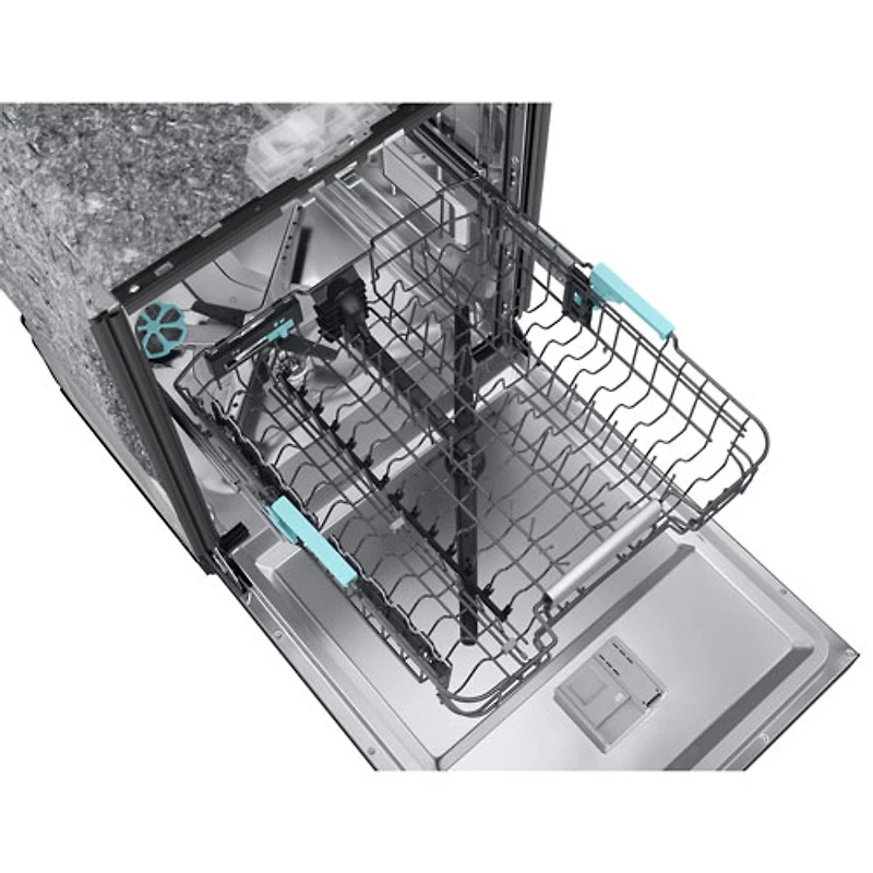 Lave-vaisselle encastrable 24 po 38 dB avec lavage IA et troisième panier de Samsung (DW90F89T0UMTAA) - Acier inoxydable noir mat