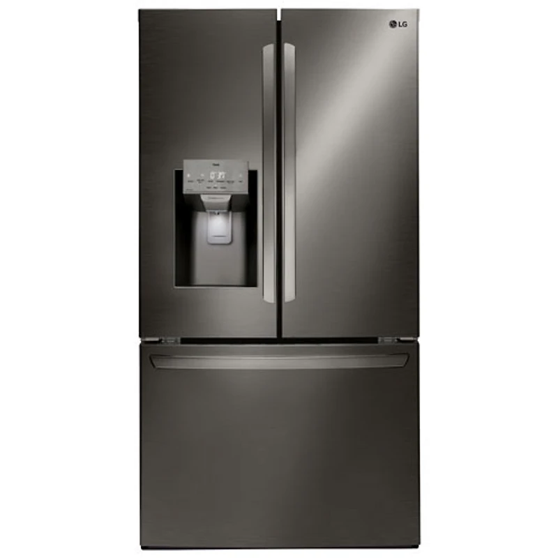 Boîte ouverte - Réfrigérateur à deux portes 27,7 pi³ 36 po de LG (LRFS28XBD) - Inox noir - Endommagé