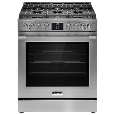 Boîte ouverte - Cuisinière à gaz avec friture à l'air chaud 6 pi³ 30 po Pro de Frigidaire (PCFG3080AF) - Acier inoxydable - Endommagé