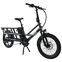 Ollie Longtail Cargo Step-Through Electric City Bike (500 W Motor / 96km Range / 32km/h Top Speed) - Black