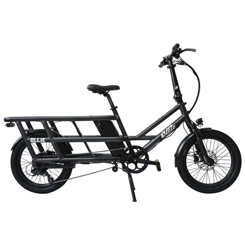 Vélo de ville électrique utilitaire à cadre bas Longtail de Ollie (moteur 500 W/autonomie 96 km/vitesse maximale 32 km/h) - Noir