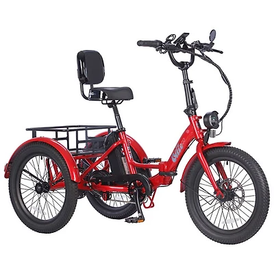 Tricycle électrique pliable à cadre bas Leo de Ollie (moteur 500 W/autonomie 65 km/vitesse maximale 22 km/h) - Rouge